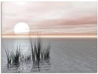 Artland Glasbild Sonnenuntergang mit Schilf, Sonnenaufgang & -untergang (1 St),...