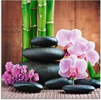Artland Glasbild Spa Konzept Zen Steinen Orchideen, Zen (1 St), in verschiedenen