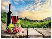 Artland Glasbild Wein vor Weinbergen, Berge (1 St), in verschiedenen Größen