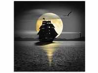 Artland Glasbild Ein Schiff mit schwarzen Segeln, Boote & Schiffe (1 St), in