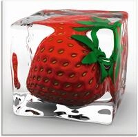 Artland Glasbild Erdbeere in Eis, Lebensmittel (1 St), in verschiedenen Gr&ouml;&szlig;en