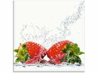 Artland Glasbild Erdbeeren mit Spritzwasser, Lebensmittel (1 St), in...