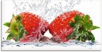 Artland Glasbild Erdbeeren mit Spritzwasser, Lebensmittel (1 St), in...