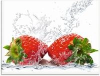 Artland Glasbild Erdbeeren mit Spritzwasser, Lebensmittel (1 St), in...