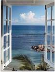 Artland Glasbild Fenster zum Paradies, Fensterblick (1 St), in verschiedenen...