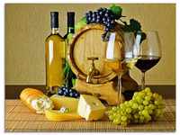 Artland Glasbild Käse, Wein und Trauben, Lebensmittel (1 St), in verschiedenen