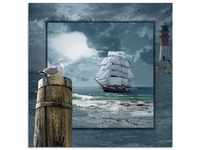 Art-Land Maritime Collage mit Segelschiff 20x20cm (13725505-0)