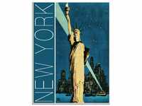 Artland Glasbild New York Vintage Reiseplakat, Amerika (1 St), in verschiedenen