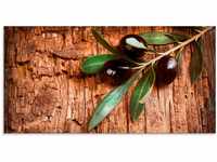 Artland Glasbild Oliven vor einem Holzhintergrund, Speisen (1 St), in...