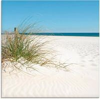 Artland Glasbild Sch&ouml;ne Sandd&uuml;ne mit Gr&auml;sern und Zaun, Strand (1 St), in