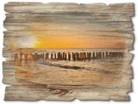 Artland Holzbild Sch&ouml;ner Sonnenuntergang am Strand, Strand (1 St)