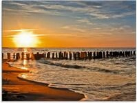Artland Glasbild Sch&ouml;ner Sonnenuntergang am Strand, Strand (1 St), in...