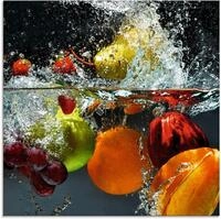 Artland Glasbild Spritzendes Obst auf dem Wasser, Lebensmittel (1 St), in