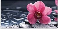 Artland Glasbild Stillleben mit Kiesel und einer Orchidee, Blumen (1 St), in