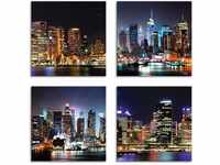 Artland Leinwandbild Sydney Hafen und New York Times Square, Städte (4 St),...