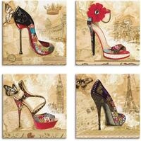 Artland Leinwandbild Ver&auml;nderliche Zeiten Stiletto, Mode (4 St), 4er Set,