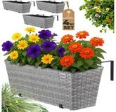 Casaria Blumenkasten, 4er Set 11 Liter Montagehalterung Indoor Outdoor