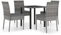 vidaXL Garten-Essgruppe, 5-tlg. Gartengarnitur Poly Rattan Grau