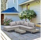 Outsunny Sitzgruppe Polyrattan-Lounge-Set 3-TLG. Couchtisch Beistelltisch,