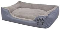 vidaXL Tierbett, Hundebett mit gepolstertem Kissen Gr&ouml;&szlig;e M Grau