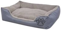 vidaXL Tierbett, Hundebett mit gepolstertem Kissen Gr&ouml;&szlig;e XXL Grau
