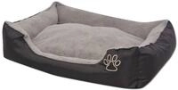 vidaXL Tierbett, Hundebett mit gepolstertem Kissen Gr&ouml;&szlig;e L Schwarz