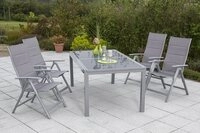 MERXX Garten-Essgruppe Taviano, (Set, Tisch, 4 Sessel, Aluminium mit