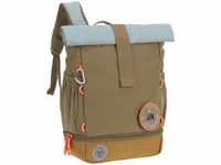 LÄSSIG Kinderrucksack Nature, Mini Rolltop Backpack, Olive, aus recycelten