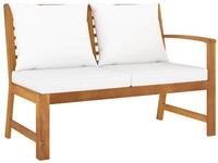 vidaXL Sofaelement Gartenbank 114,5 cm mit Creme Kissen Massivholz (1 St)