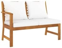 vidaXL Sofaelement Gartenbank 114,5 cm mit Cremewei&szlig;en Kissen Massivholz (1 St)