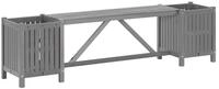 vidaXL Gartenbank Gartenbank mit 2 Pflanzk&uuml;beln 150 cm Massivholz Grau (1-St)