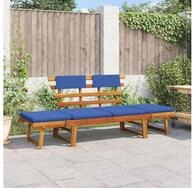 vidaXL Gartenbank vidaXL Gartenbank mit Auflagen 2-in-1 190 cm Massivholz Akazie