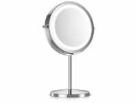 Navaris Kosmetikspiegel mit LED, Ø 15cm, mit Standfuß, 5-fach Vergrößerung,...