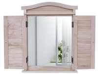 MCW Wandspiegel Spiegelfenster mit Fensterläden 53x42x5cm naturbraun