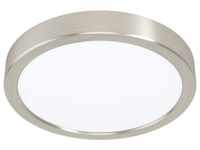 EGLO LED Deckenleuchte FUEVA, 1-flammig, Ø 21 cm, Nickelfarben, Weiß, LED fest