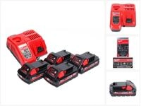 Milwaukee M18 NRG-304 Akku Starter Set High Output 4x 18 V 3,0 Ah / 3000 mAh Li