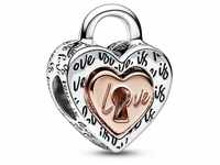 Pandora Bead Pandora Charm Two-tone Padlock Splittable Heart 782505C00 Silber