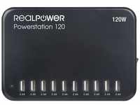 Realpower Power Station 120 Ladestation (10 x USB Port, 120 W, inkl. Netzteil)