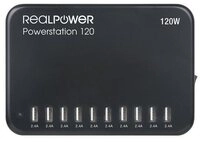 Realpower Power Station 120 Ladestation (10 x USB Port, 120 W, inkl. Netzteil)