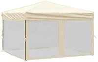 vidaXL Partyzelt, Pavillon Faltbar mit Seitenw&auml;nden Creme 3x3 m