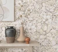 Marburg Vliestapete Flower, gepr&auml;gt, matt, Blattmotiv moderne Tapete f&uuml;r Wohnzimmer