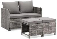 Juskys Gartenlounge-Set Jamaika, 2in1 Polyrattan Set, wetterbest&auml;ndig, mit