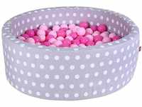 Knorrtoys® Bällebad Soft, Grey White Dots, mit 300 Bällen soft pink, Made in