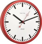 Hermle Wanduhr 30471-362100 Quarz Bahnhof Design rot 30cm (roter Sekundenzeiger)