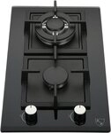 K&H Gas-Kochfeld K&H Domino 2 Zonen Glas Gaskochfeld 30cm Wok Brenner Erdgas Autark