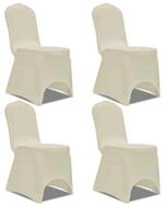 vidaXL Hussen-Set Stretch Stuhlbezug 4 St&uuml;ck Creme