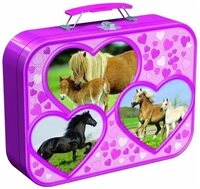Schmidt Spiele Puzzle Pferde - Puzzle-Box 2 x 26, 2 x 48 Teile im Metallkoffer,...