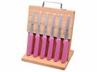 Gräwe Magnet-Messerhalter Bambus mit 6 Brötchenmessern pink