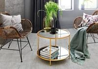 HAKU Beistelltisch Sofatisch, Wohnzimmertisch (1-St), rund - aus Metall Gold -...