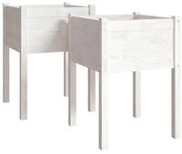 vidaXL Blumentopf Pflanzk&uuml;bel 2 Stk. Wei&szlig; 50x50x70 cm Massivholz Kiefer (2 St)